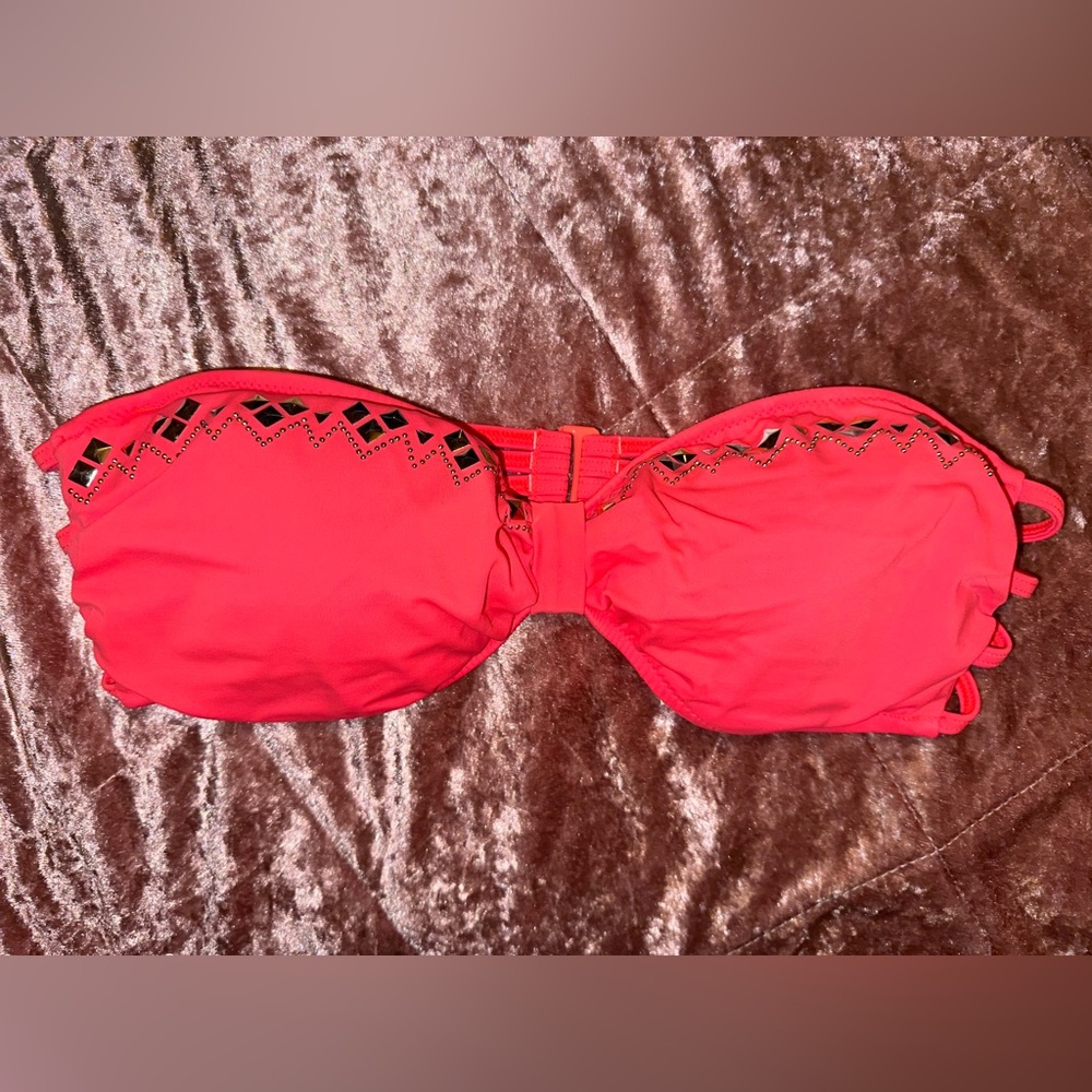 PINK Coral Strapless Bikini Top